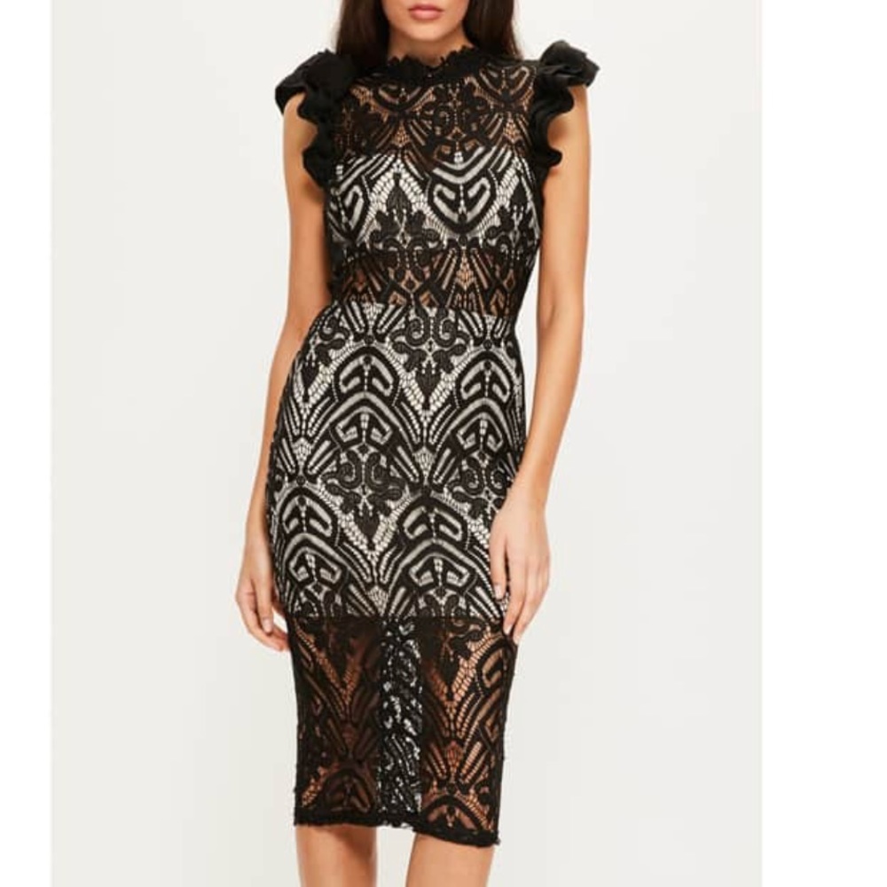 MISSGUIDED High Neck Lace Midi Dress
